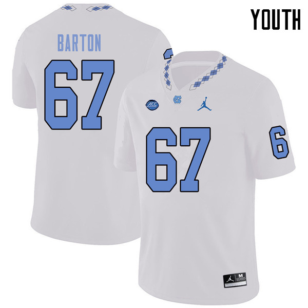 Jordan Brand Youth #67 Harris Barton North Carolina Tar Heels College Football Jerseys Sale-White